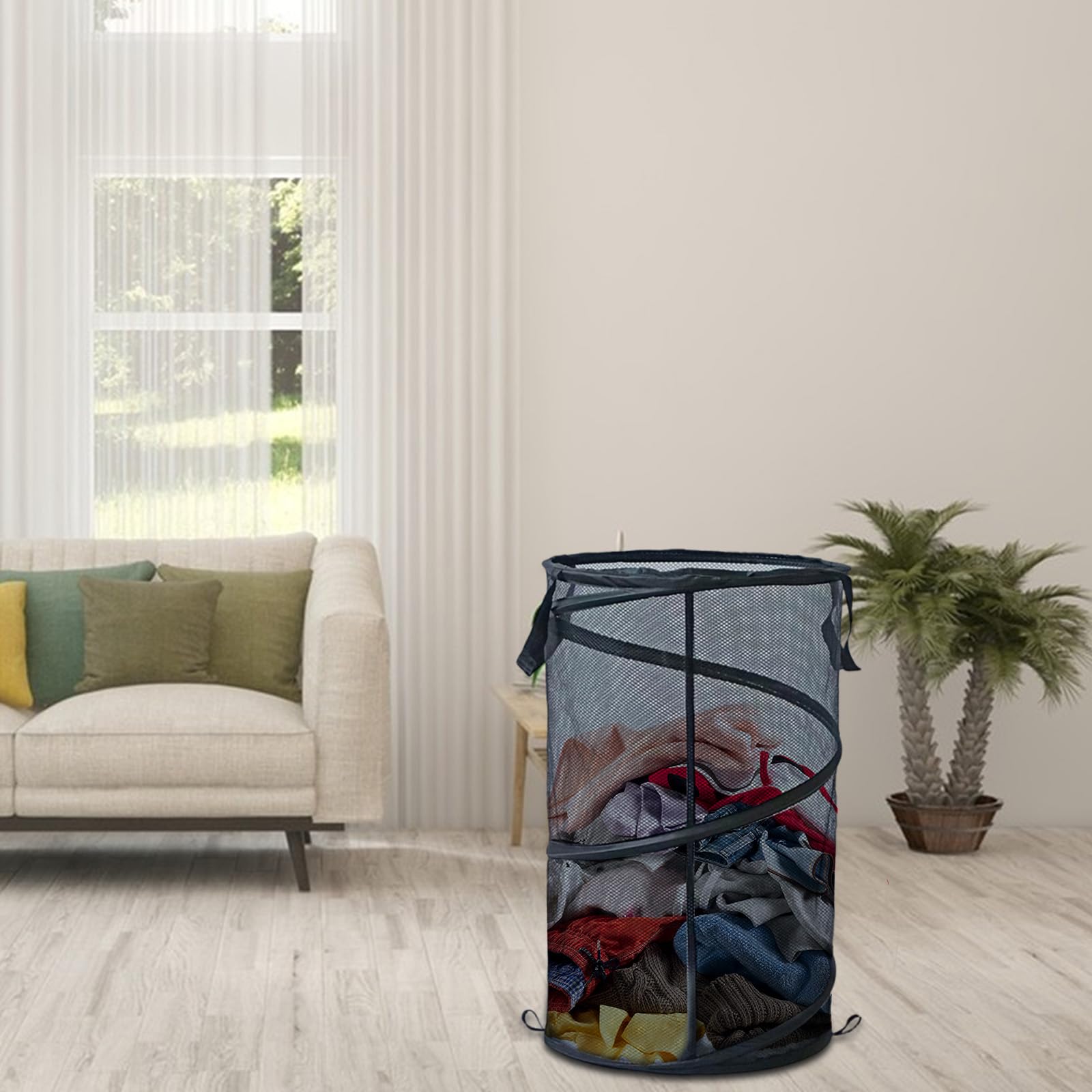 ANNA LOLA Lot de 2 Paniers à linge pliables 38L, bleu, L.54 x l.37 x H