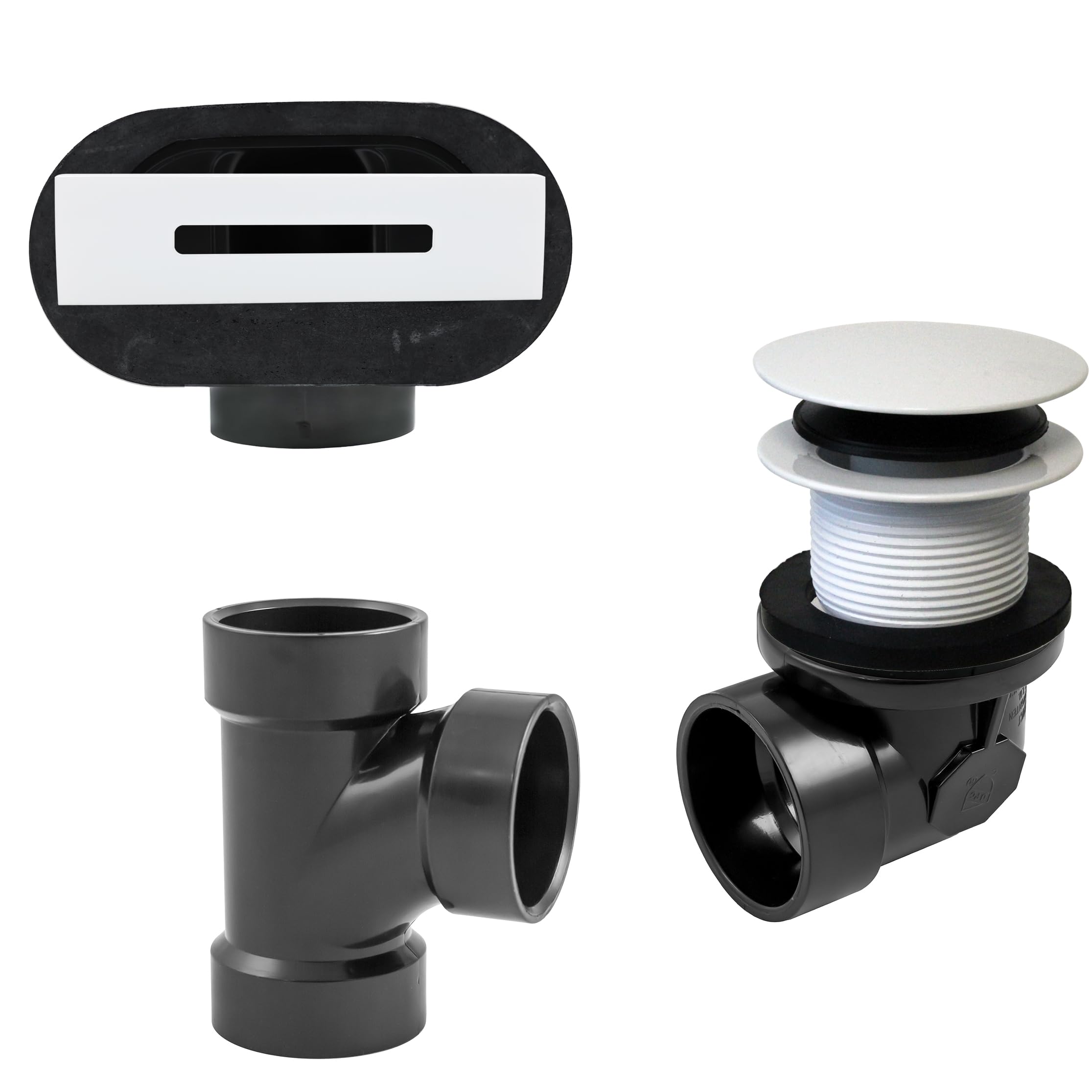 Westbrass A560RKA-50 1-1/2" SCH. 40 ABS Plumber's Pack with Coarse Thread Tip-Toe Bathtub Drain and Linear Overflow Faceplate, White