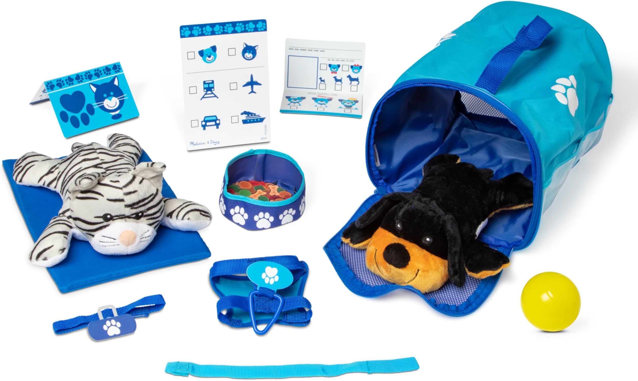 Tote & Tour Pet Travel Play Set with 2 Plush Stuffed Animals (15 pcs)