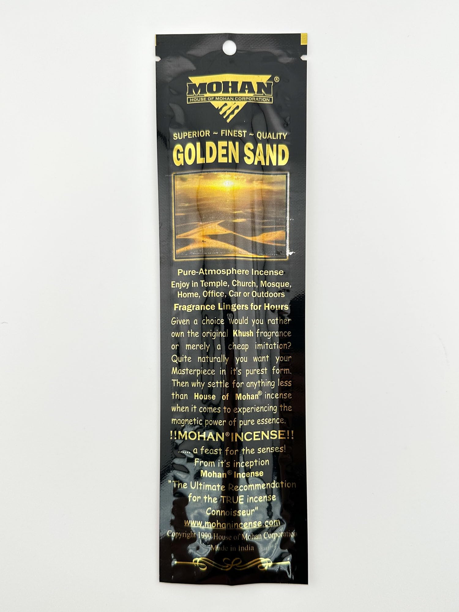 MohanIncense Golden Sand Scent 1 Pack 250 Sticks (8 Inches Tall) - (Golden Sand)