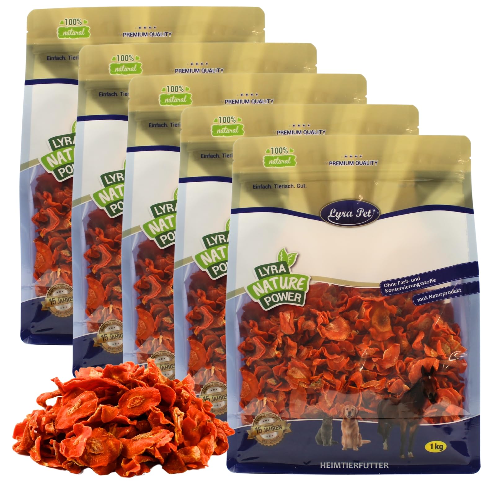 Lyra Pet® 5 kg Karotten getrocknet - Futter für Vögel, Nager & Reptilien | Reich an Beta-Carotin & Ballaststoffen - Nährstoffreiches & kalorienarmes Einzelfutter - Ideal als Ergänzung