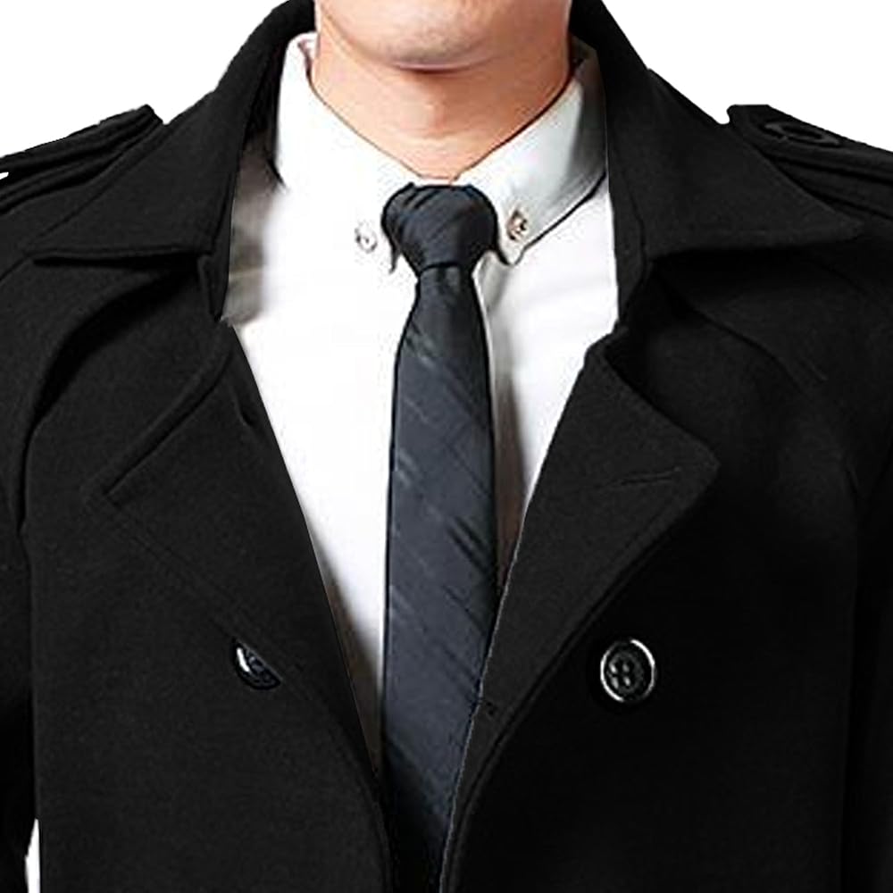 Generic Men'S Casual Trench Coat Slim Fit Notched Collar