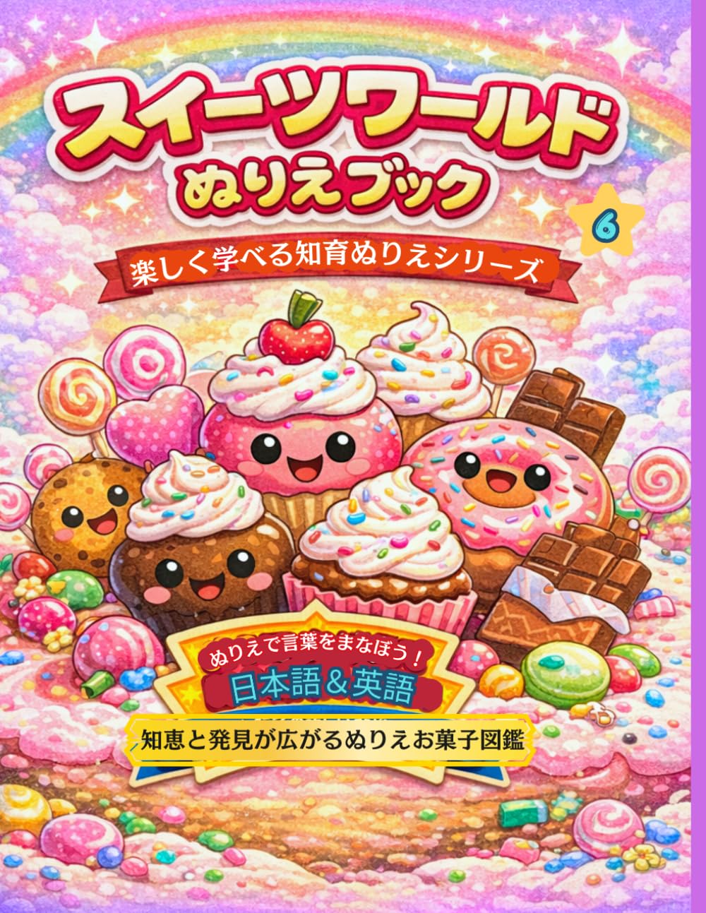 スイーツワールドぬりえ: かわいいスイーツで楽しくぬれる！ ぬりながら英語が学べる知育ぬりえ (楽しく学ぶ知育ぬりえシリーズ)