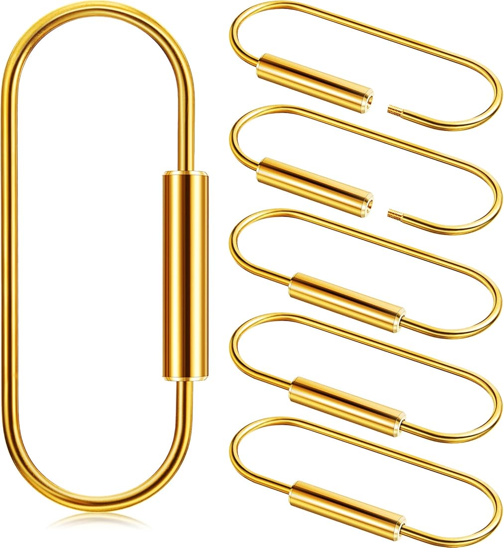 WILLBOND Brass Key Ring Gold Screw Lock Clip Key Ring Chain