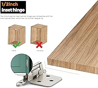 Vista 6 de Ravinte: juego de 60 bisagras y 30 pares de bisagras de puerta de gabinete de 1/2 pulgada de superposición para cocina, bisagras de níquel satinado