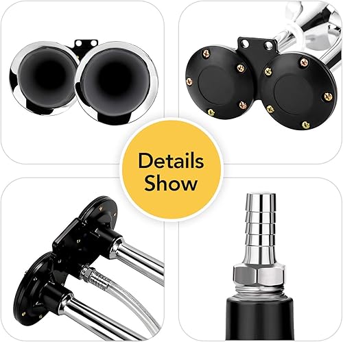 Miniatura 7 de HK Kit de bocina de aire de 12 V y 150 db para camión, automóvil, bocina de tren súper fuerte para camión, bocinas de aire de trompeta doble