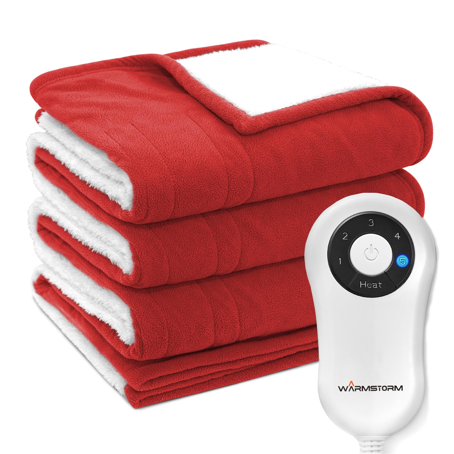 Warm Storm Heated Blanket Throw Electric - Fast Heating Blanket (50"x 60" Red)
