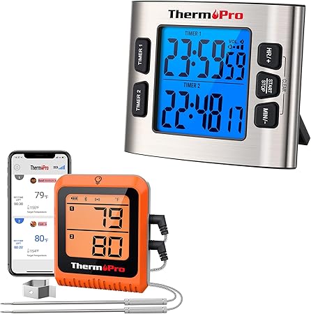 Review ThermoPro Wireless Meat Thermometer of 500FT+ThermoPro TM02 Digital Kitchen Timer