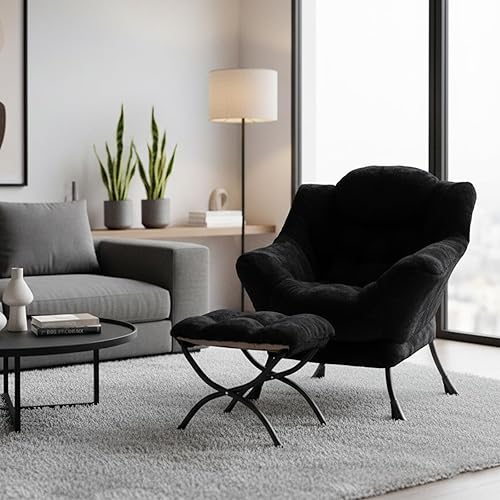 Miniatura 292 de Welnow Silla Lazy con otomana, moderna silla de descanso con reposabrazos y un bolsillo lateral, sillón para sofá de ocio, sillón de lectura