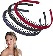 3 Pcs Sharks Tooth Hard Headbands, Plastic Teeth Comb Non-slip Hoops With Cloth Cover, Colourful Satin Head Bands Accessories for Girls, Black Wine Red Cyan