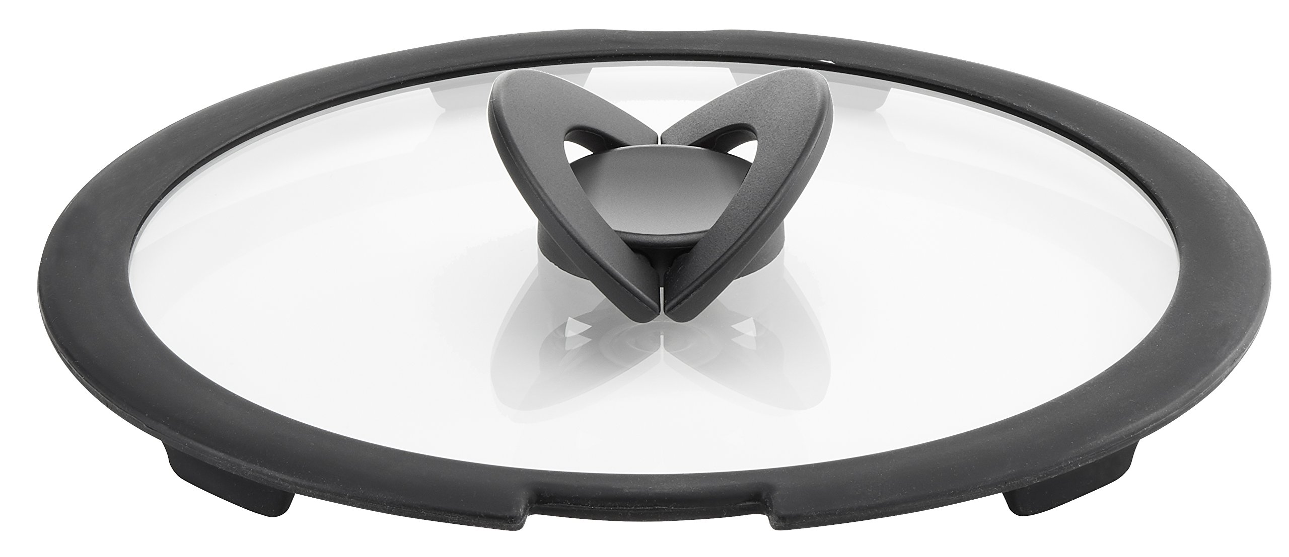 Lagostina Ingenio Induction Coperchio in Vetro e Silicone, 22 cm, Nero e Trasparente