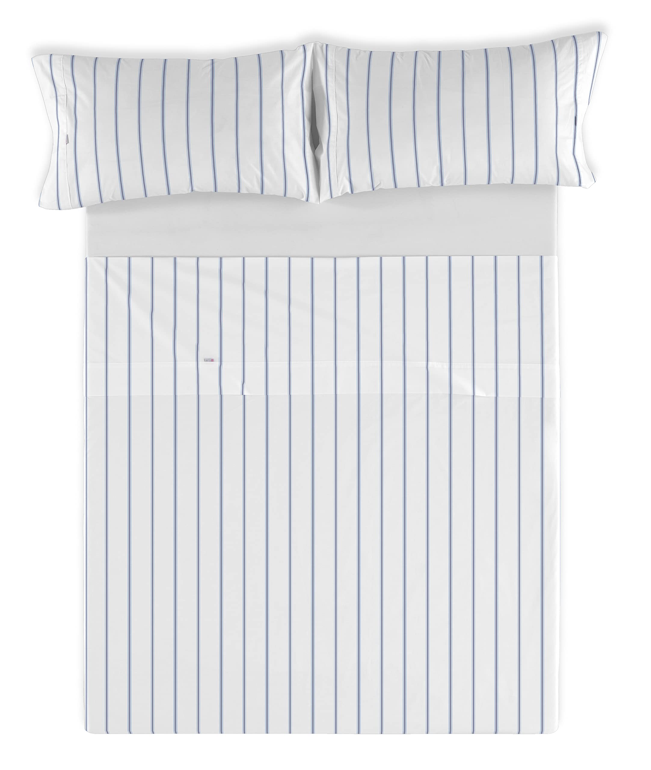 ESTELIA - Juego de sábanas Rita Color Azul - Cama de 150 (3 Piezas) - 100% algodón - 200 Hilos