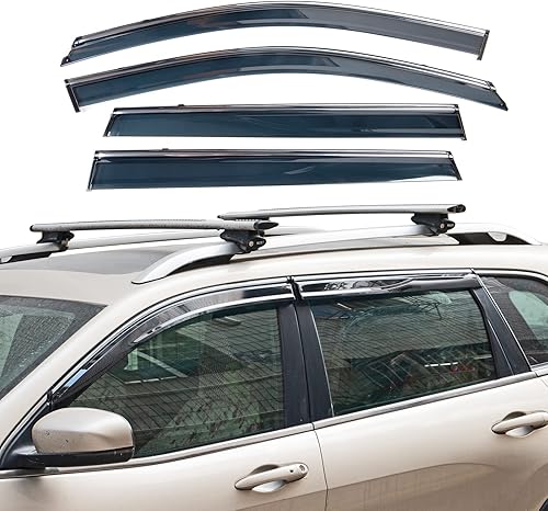 Miniatura 2 de IKON MOTORSPORTS Viseras de ventana compatibles con Jeep Cherokee KL 2014-2021, inyección con moldura cromada de policarbonato contra la lluvia