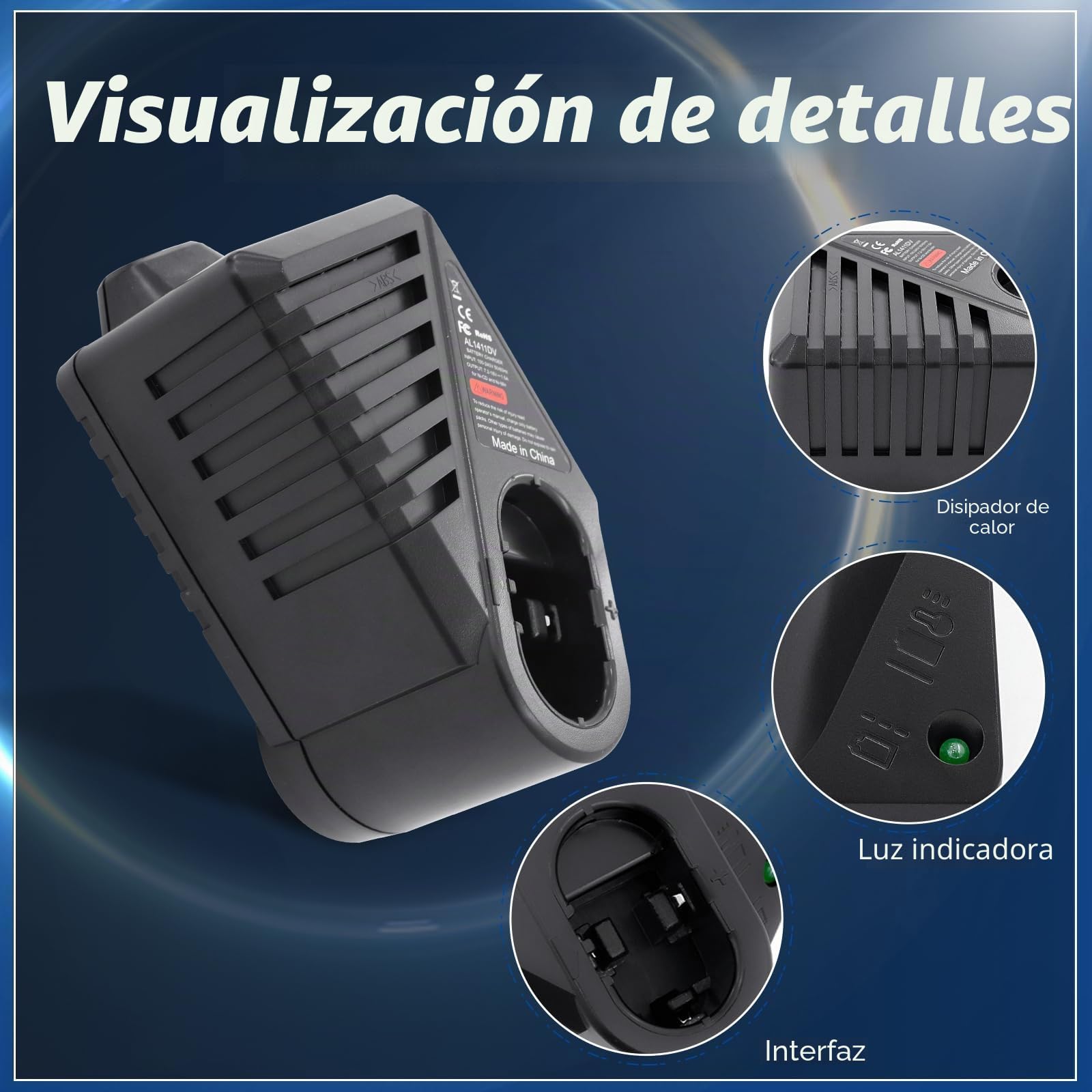 Cargador de batería BH1218 para Bosch, AL1411DV batería para Bosch 7.2V / GSR9.6V / 12V / 14.4V / 18V NI-CD NI-MH, como 2 607 335 587 / BAT049 / 2607 335 678 / BAT189 / BAT180 / BAT181 batería
