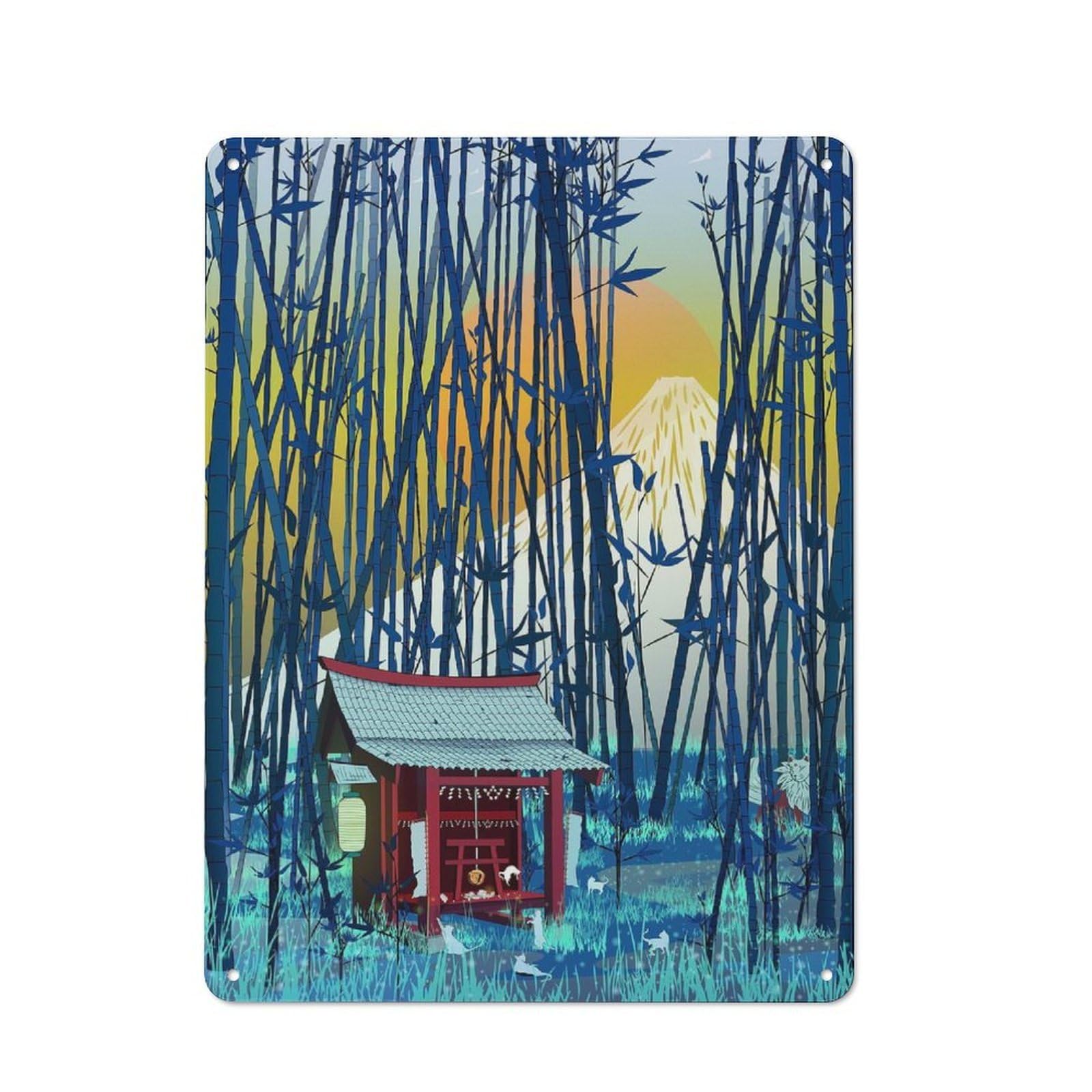 Junmoney On My Way To Mount Fuji Vintage Metal Sign 40X30cm For Hobby Room Or Studio, Housewarming Present For People Styling Hobby Room And Studio