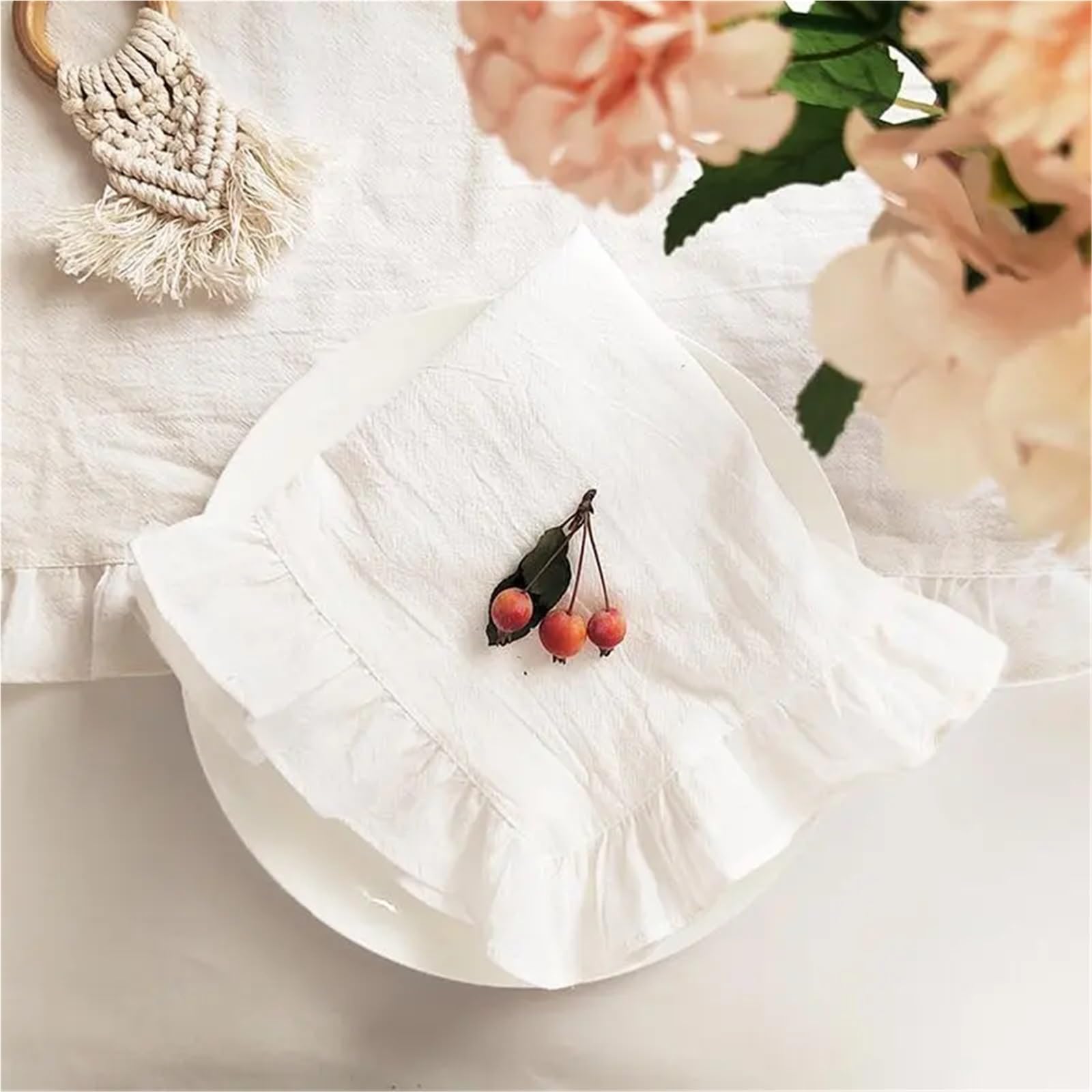 Camino de Mesa de Gasa Christmas Table Runner Washed Cotton Ruffled Home Decorations For Farmhouse Rustic Wedding Bride(Wine Red,35X160CM 1pc)