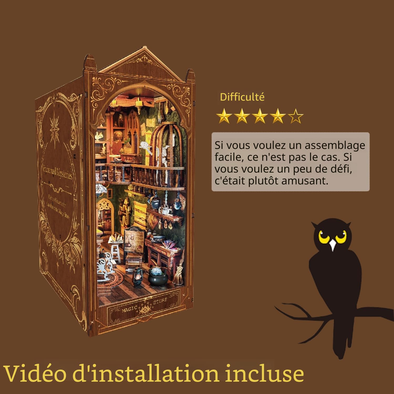 Book Nook Kit maison miniature pour adultes, adolescents et débutants, avec lumière LED 3D en bois, maison miniature pour les amateurs de livres Book Nook Kit maison miniature pour adultes, adolescents et débutants, avec lumière LED 3D en bois, maison miniature pour les amateurs de livres