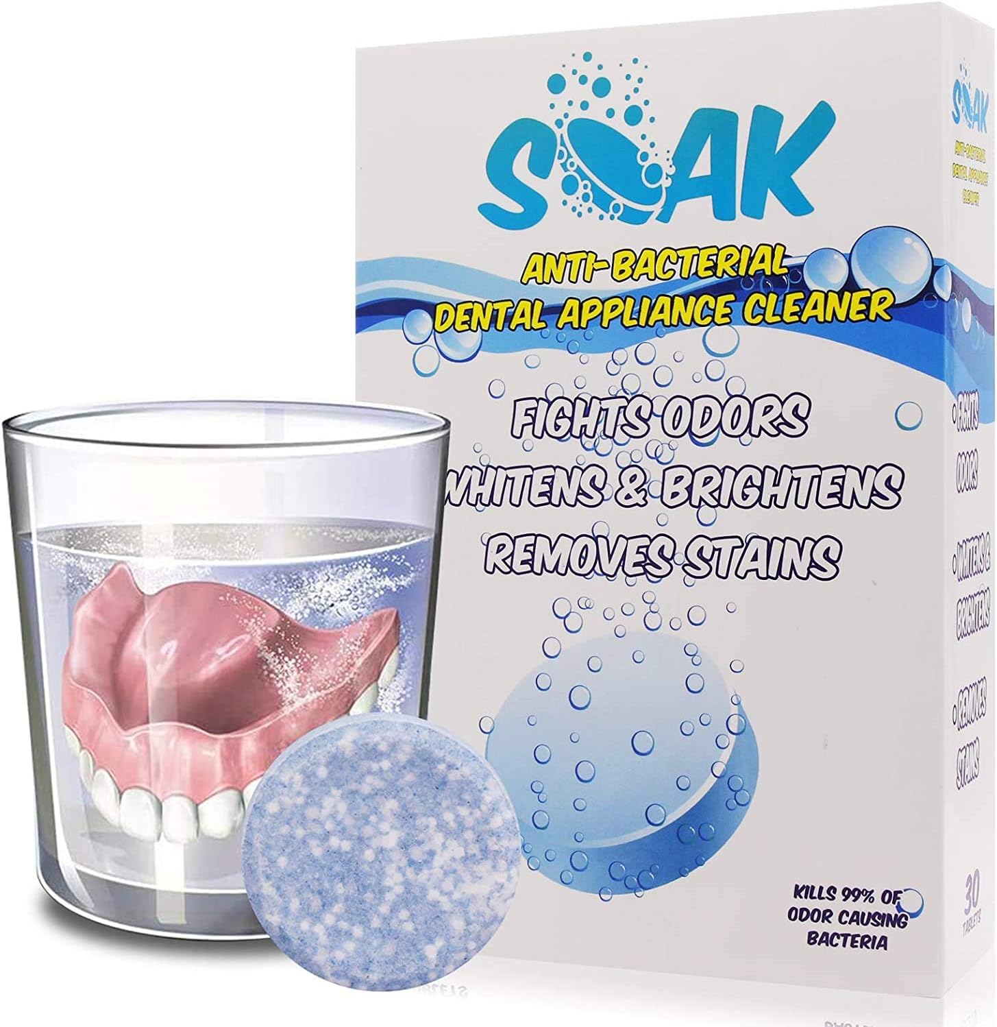 2 x Nitradine - 2 Boxes of 20 Tablets for Cleaning & Disinfecting Dentures & Orthodontic Dental Appliances - 2 x 10 Weeks Supply