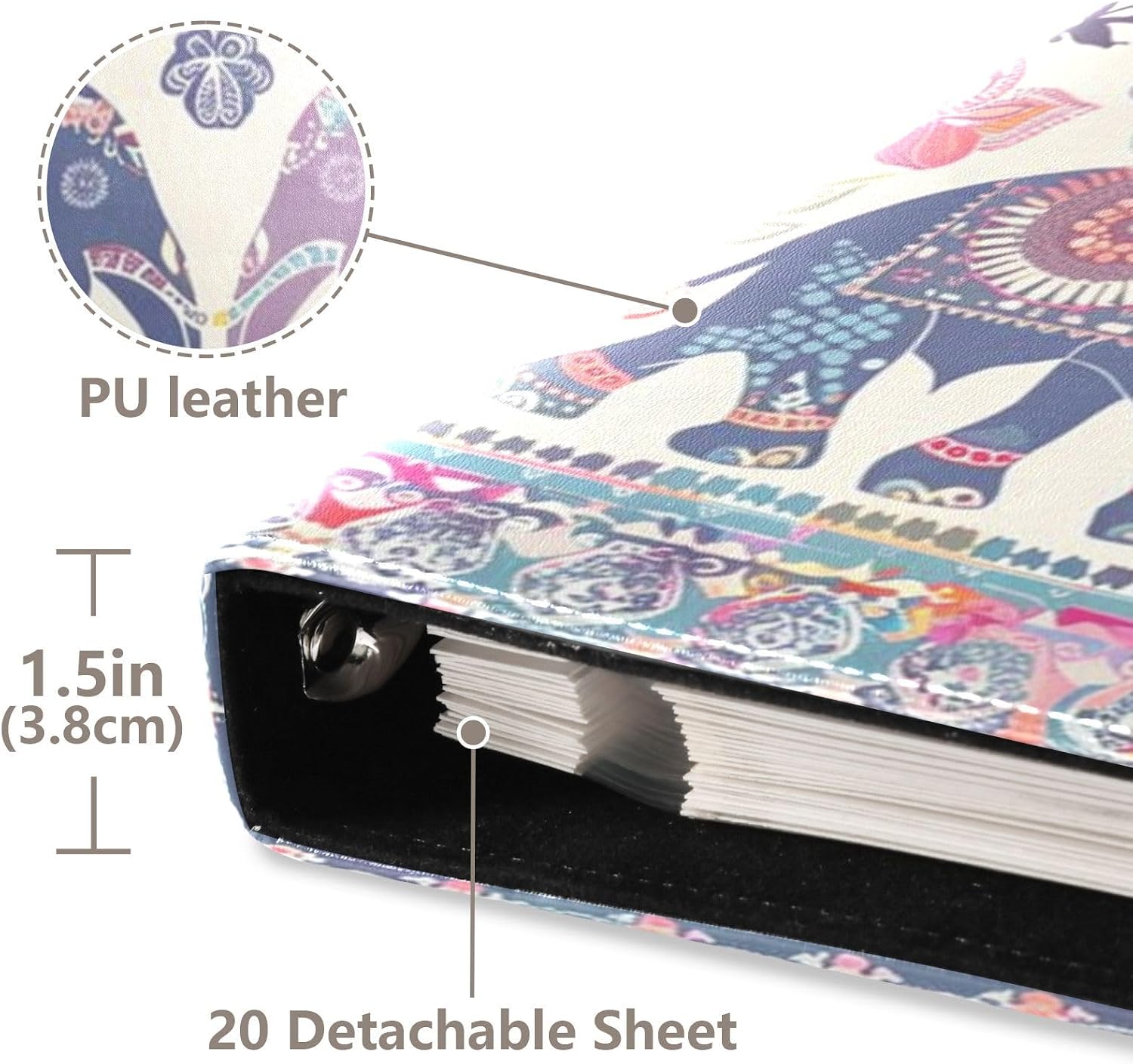 Large Photo Album, Elephant Flower (1) Personalized Leather Cover Photo Book for 4x6 5x7 6x8 Pictures, Photo Albums for Family, Baby, Wedding