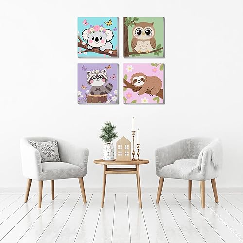 Miniatura 18 de KYOQFVN Paquete de 4 pinturas enmarcadas de Navidad por números para niños, pintura por números con lienzo, kits de pintura al óleo por números