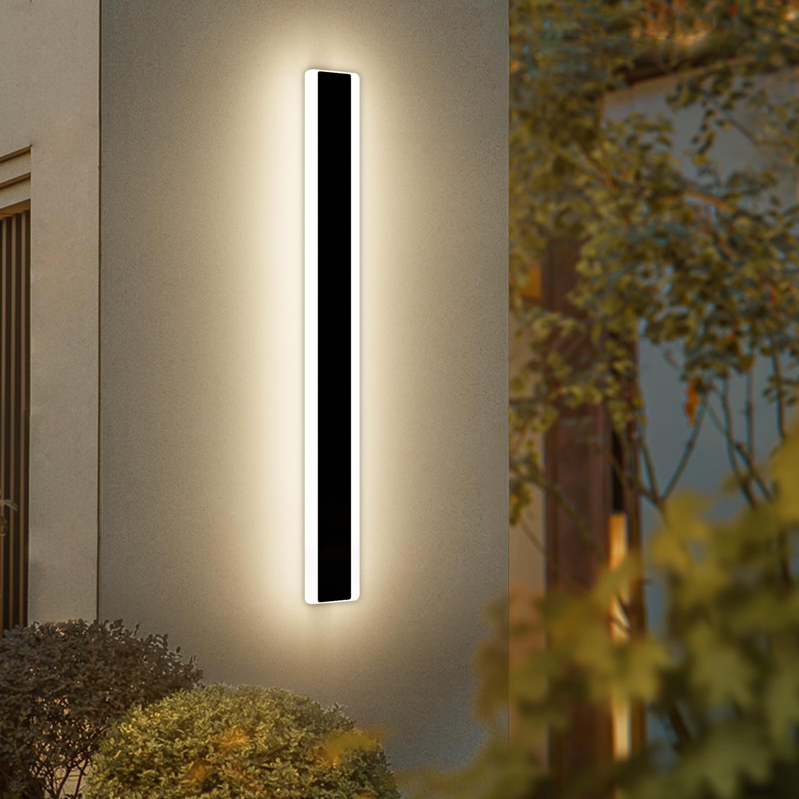Outdoor Modern Wall Light 60CM, 18W 1100LM Long Strip Wall Sconce with 3000K Warm White Light, IP65 Rainproof Outside Porch Wall Fixture for Garden Patio Garage — view 54