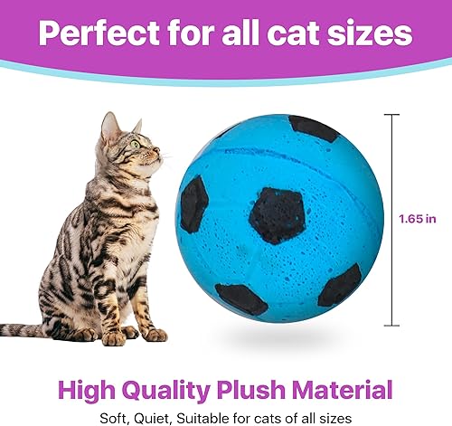 Miniatura 3 de SPOT Pelota de fútbol de esponja para gatos, juguete de peluche interactivo y colorido, divertido para gatos y gatitos para batear y perseguir,