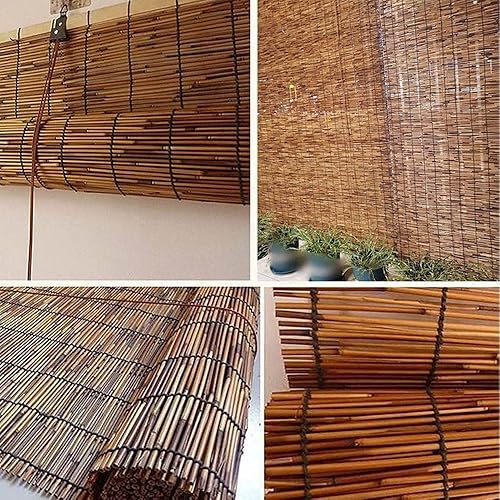 Miniatura 4 de Persianas enrollables de bambú retro, persianas de bambú natural para patio, persianas de bambú sin cordones o con levantador, persianas romanas