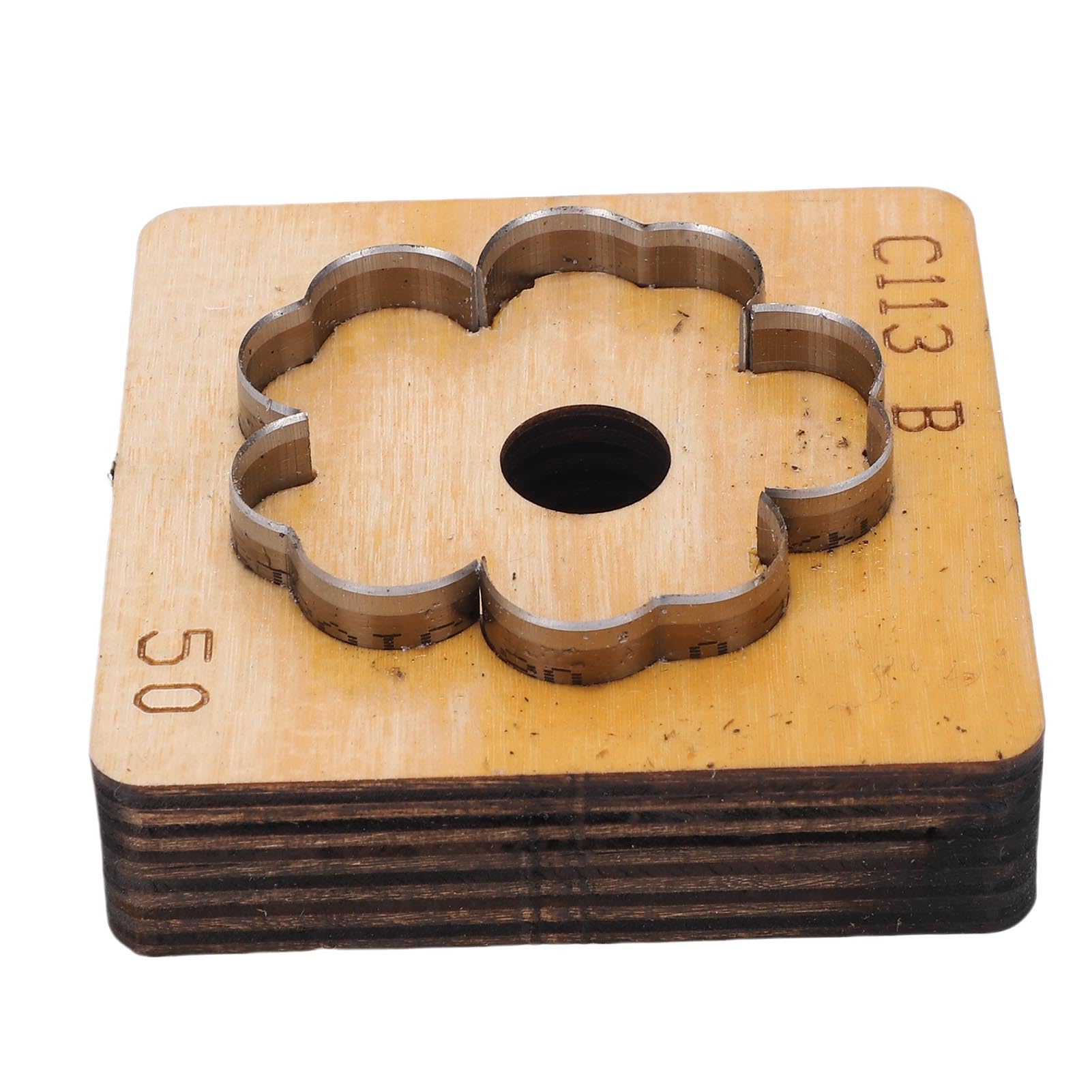 Blumen-Leder-Stanzform, Karbonstahl-Stanzform mit Massivholzbasis für Schlüsselanhänger, Tasche, Geldbörse, Dekoration, Lederhandwerk, Papierhandwerk (50mm)