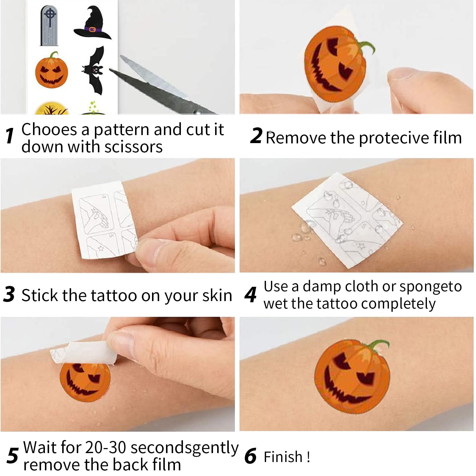 Supperb® tatuaggi temporanei bianchi Animali della foresta Festa per bambini Buon compleanno di Pasqua Costume di Halloween Tatuaggio temporaneo & Set adesivo per unghie - Italia