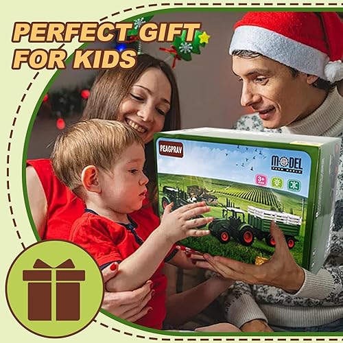 Miniatura 5 de Farm Toys - Tractor con remolque, juego de tractor de 16.5 pulgadas, escala 1/24, esparcidor de cargador frontal para niños y niños pequeños de 3 a