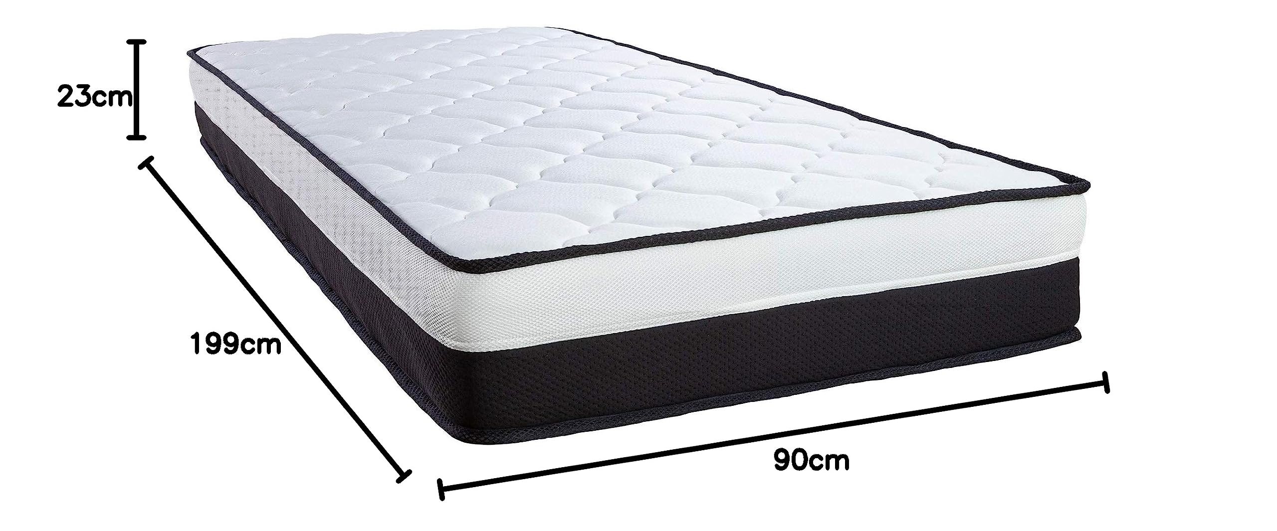 Arensberger Emilia Matratze 90x200 cm | Federkernmatratze mit Gel-Schaum und integriertem Topper | ergonomische Höhe 23cm | Härtegrad H3/H4 | HR Taschenfederkern 90x200cm Rollmatratze punktelastisch