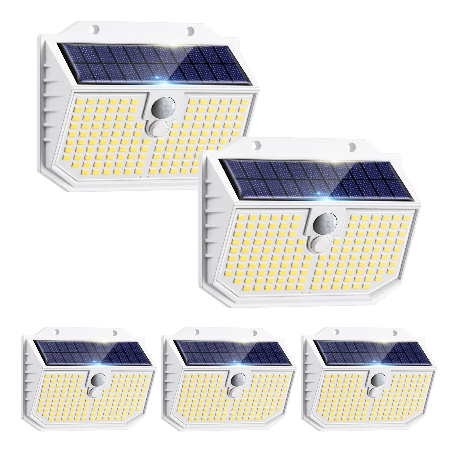 nipify 5 Pack Solar Security Lights,Upgraded 5000K Neutral Outdoor Solar Light, Solar Lights Outdoor Garden with 3 Modes Motion Sensor,IP65 Waterproof Solar Wall Light for Fence Front Door Yard