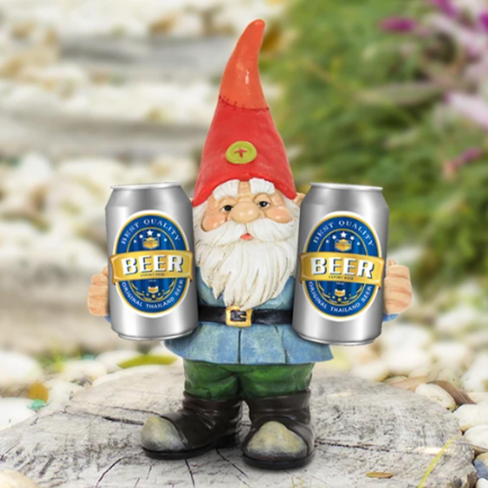 Funny Garden Gnomes Naughty Gnomes, Resin Funny Holding Beer Statue, 3.2x1.6x3.9 Inappropriate Garden for Yard Patio Outdoor, Housewarming