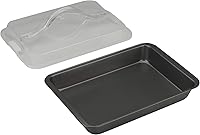 Vista 4 de GoodCook Everyday - Sartén rectangular antiadherente de acero Bake-N-Take, 9 x 13 pulgadas con tapa, color gris