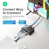 Vista 4 de NEWCARE Convertidor de Componente a HDMI, Adaptador de Aleación de Aluminio YPbPr + R/L a HDMI, Convertidor de Video Audio 1080P Componente 5RCA RGB