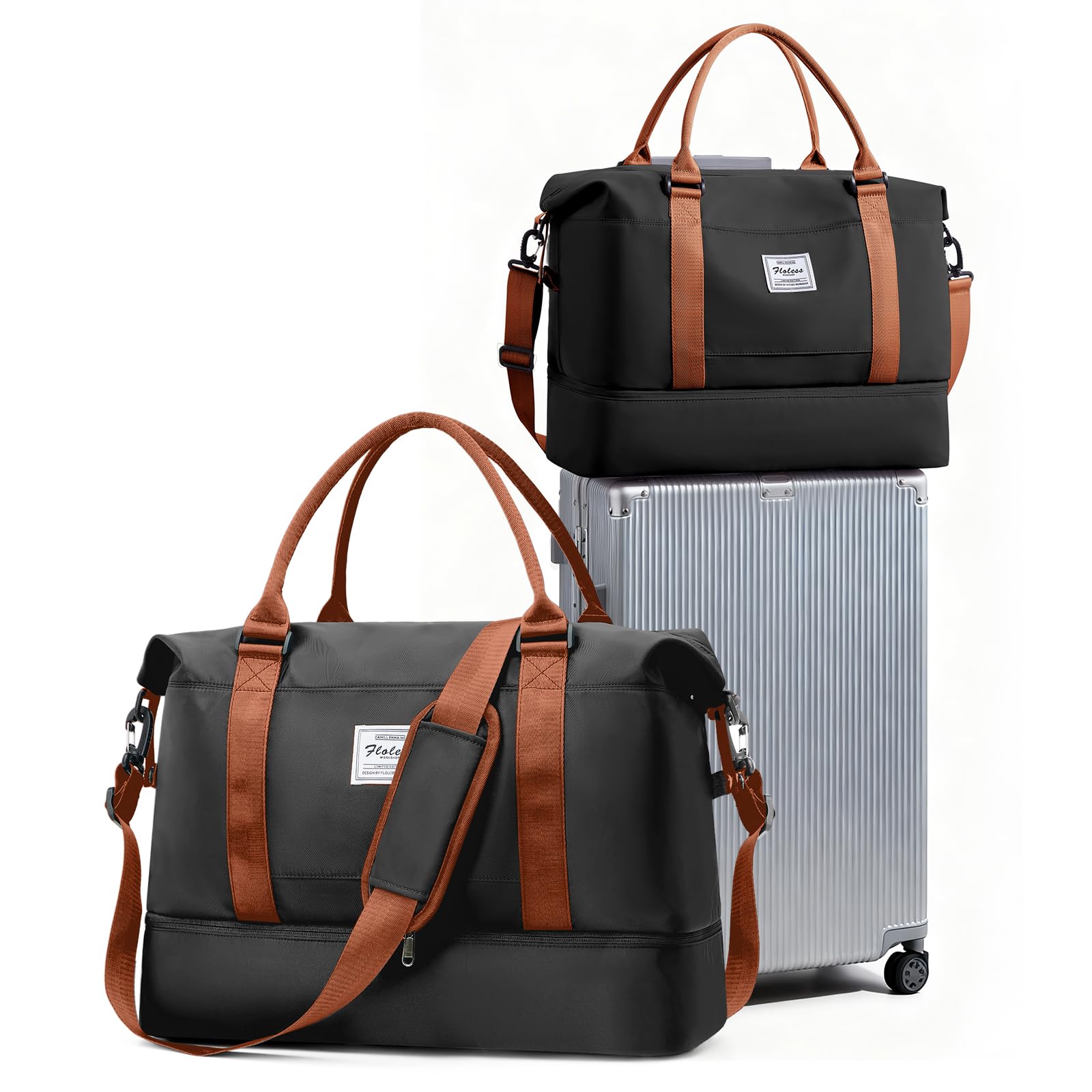 SEAFEW Bolsa de Viaje 40x20x25 para Ryanair,Impermeable Bolsa de Deporte para Gimnasio,Bolsa de Mano Equipaje de Fin de Semana 40x30x20 para Mujer,Bolso de Natación para Playa,D15-Gris Claro — view 71