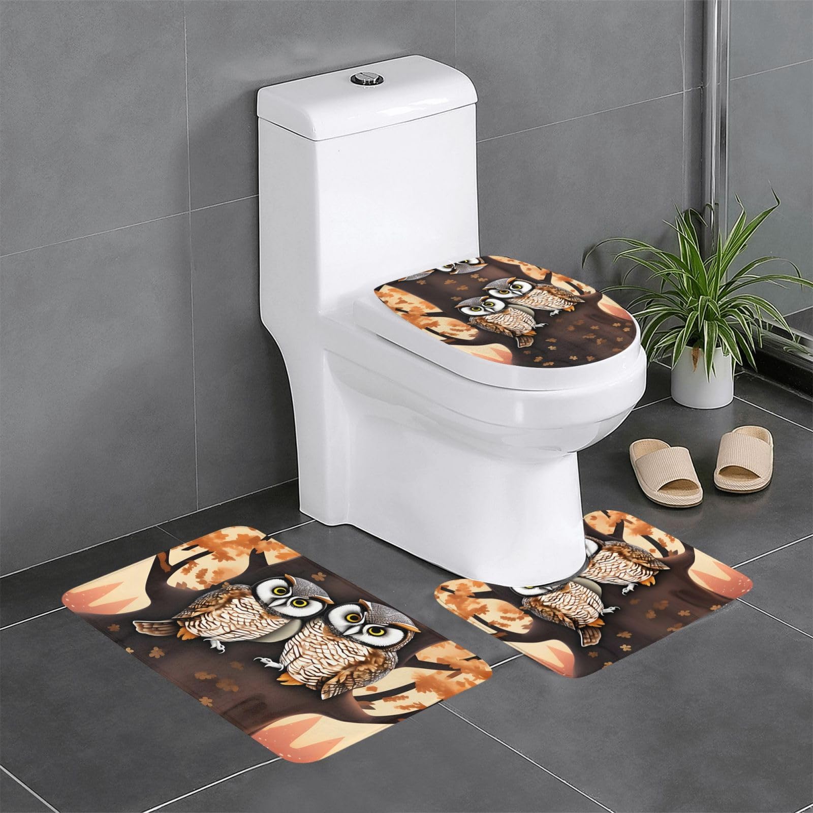 Tapis de salle de bain motif chouette pour créer un nid douillet au WC