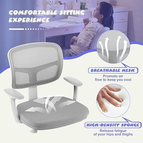 Miniatura 24 de Costzon Silla de escritorio para niños, silla ajustable para computadora de estudio para niños con brazos y ruedas, silla giratoria para