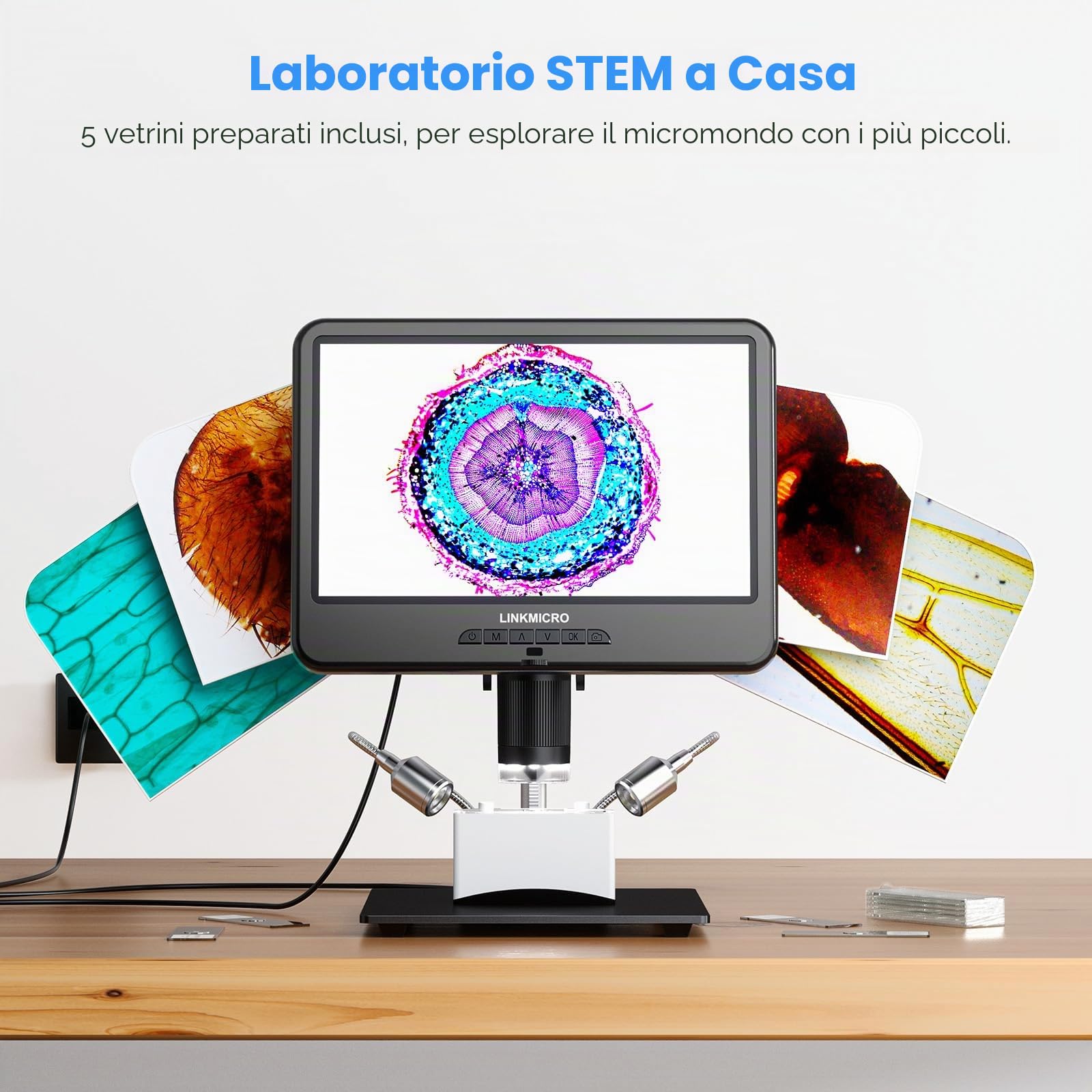 LM210 - Microscopio digitale a moneta LCD da 10,1 pollici, vista completa per monete di errore, microscopio per saldatura per riparazione elettronica, lente d'ingrandimento 260X per adulti
