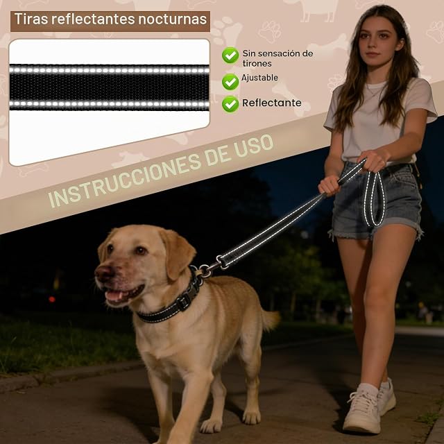 Foto 5 de 8 de Correa Doble para Perros,Correa Perro Pistón a Prueba de Explosiones,Strap Ampliación Reflectante para Paseos…