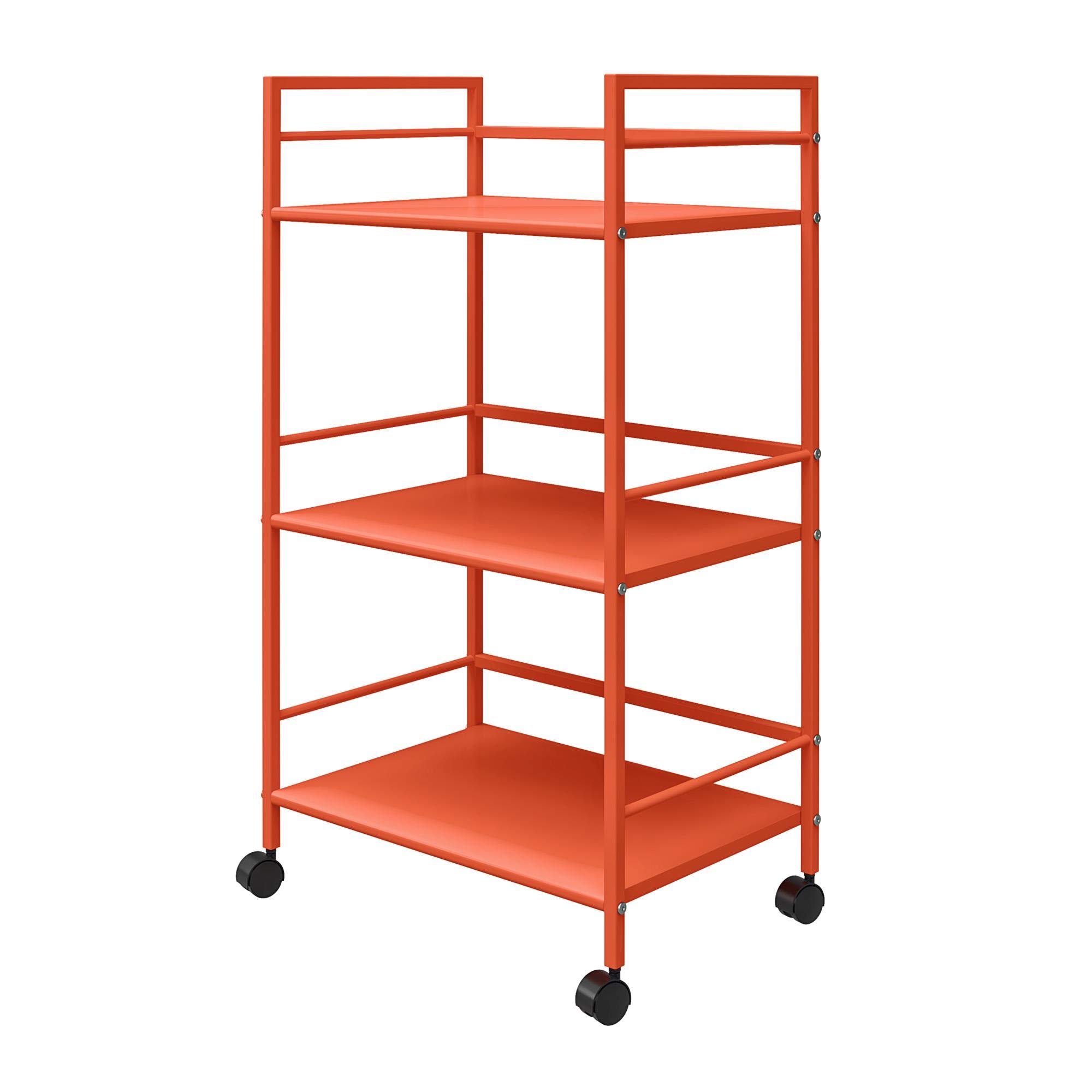 DHP Furniture Cache Metal Rolling Cart Orange Serving Trolley