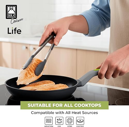 Miniatura 4 de BRA COOKWARE Life - Juego de utensilios de cocina de cerámica de 12 piezas, juego de ollas y sartenes de aluminio fundido reciclado con 2 ollas, 1