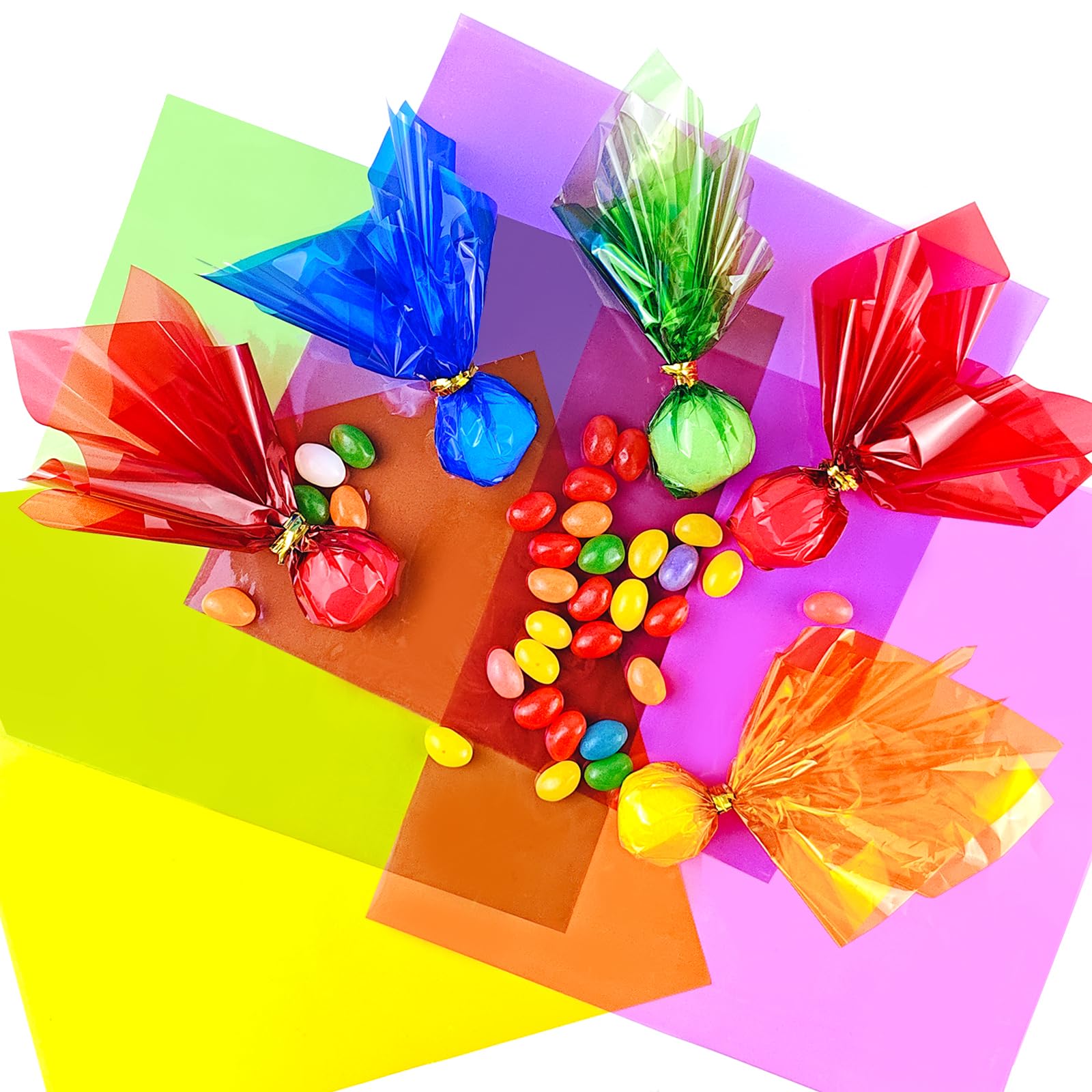 120 Feuilles Transparentes Colorées SAVITA 19cm - Film Cellophane Pour Bricolage, Emballage Et Scrapbooking