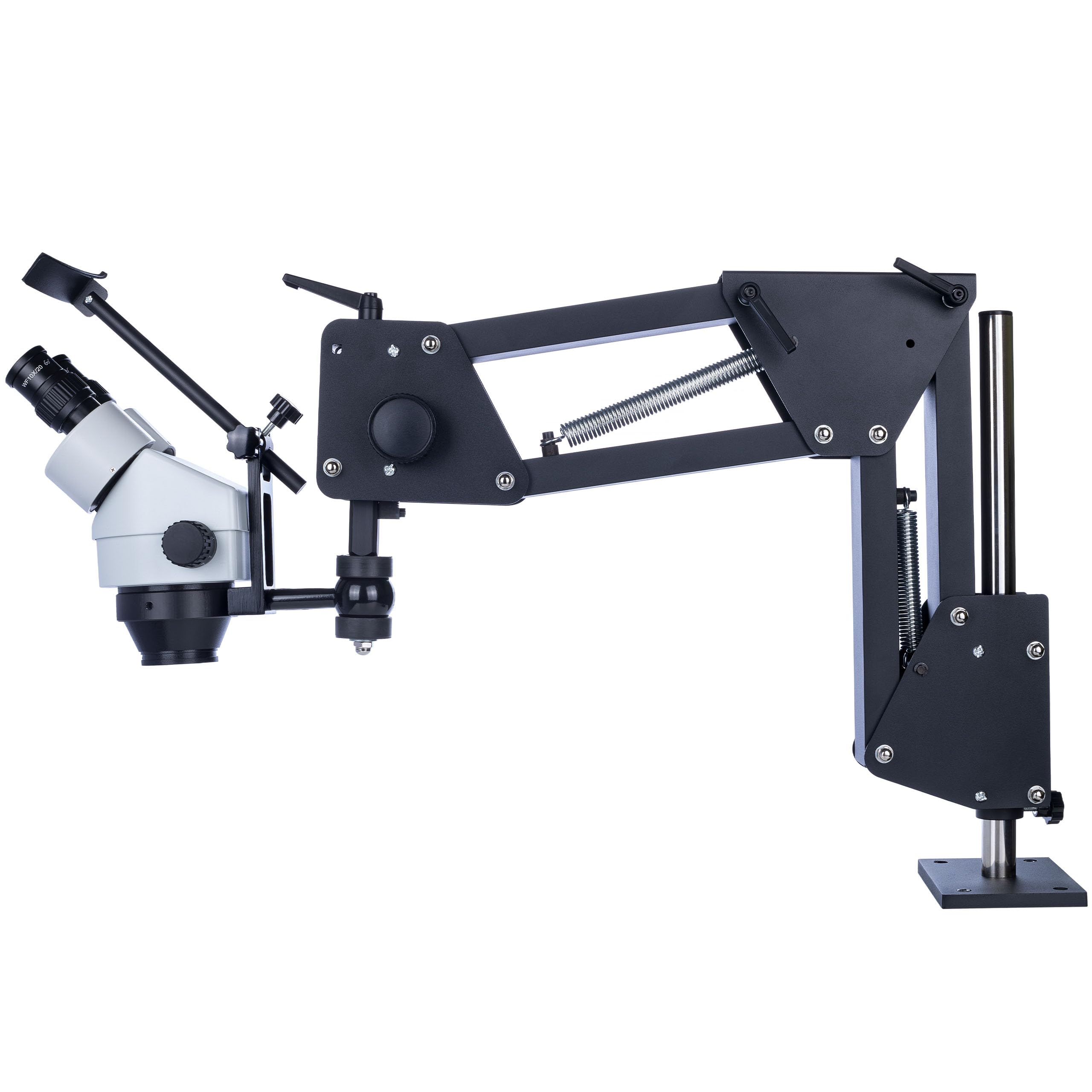 Rosfix Proxima Pro MSPP-B-WDMS2 mikroskop stereoskopowy 7x–45x zoom, 144 diody LED, głowica okularna 360°, ramię przegubowe 800 mm, do elektroniki, biżuterii, profesjonalny mikroskop