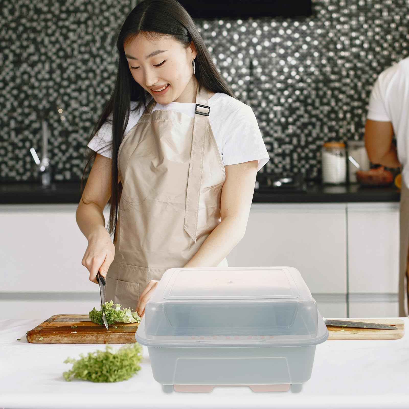 BESTonZON Boîte de rangement pour couverts pour biberon avec couvercle, organiseur d'assiettes de cuisine, porte-bouteilles, égouttoir à vaisselle, égouttoir à vaisselle avec couvercle, bol,