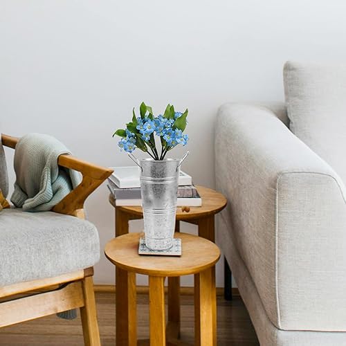 Miniatura 8 de GANAZONO 1 hoja de hoja, cubo de flores de hoja, jarrones de piso alto, decoración de plantas, decoración galvanizada, jarrones decorativos de