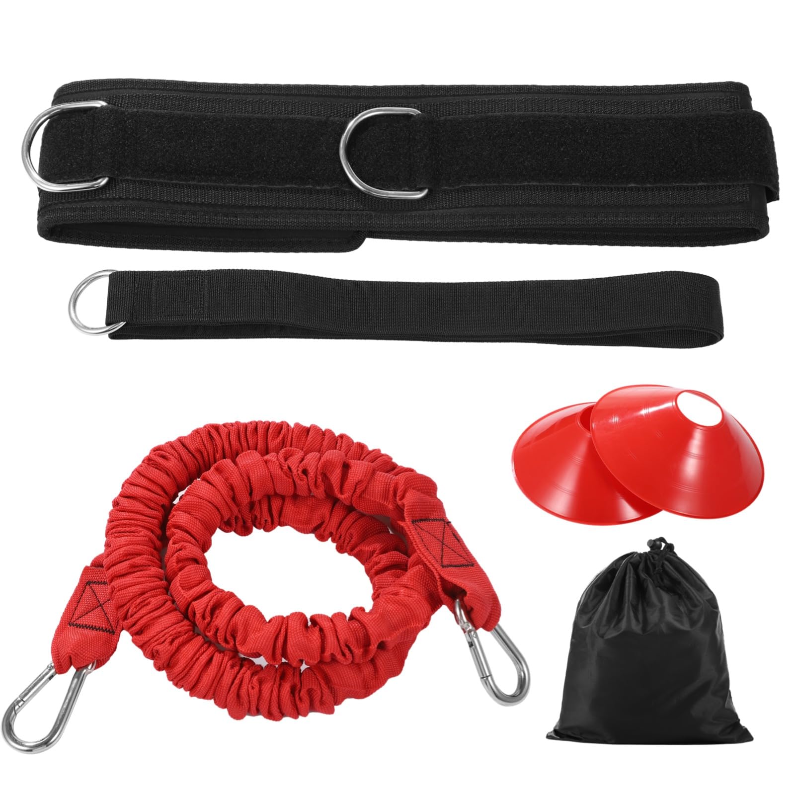 Juego de 5 equipos de entrenamiento de velocidad, completo con banda elástica de resistencia, cinturón de cintura, conos de entrenamiento y banda de fijación, kit de desarrollo multideportivo