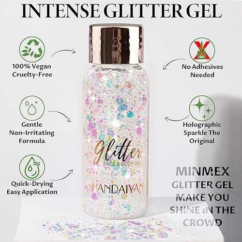 Miniatura 3 de Gel de purpurina corporal, gel de purpurina facial de 1.26 oz, gel de purpurina intensa para Halloween, Pascua, Acción de Gracias, Navidad,