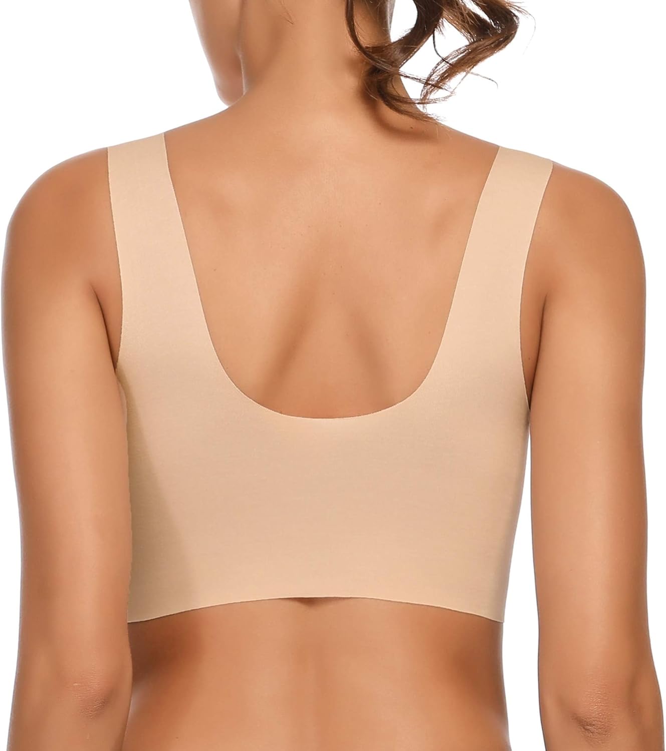 WOWENY Seamless Wirefree Bras for Women Comfy Mesh Soft Padded Back Smoothing Bra - Image 2