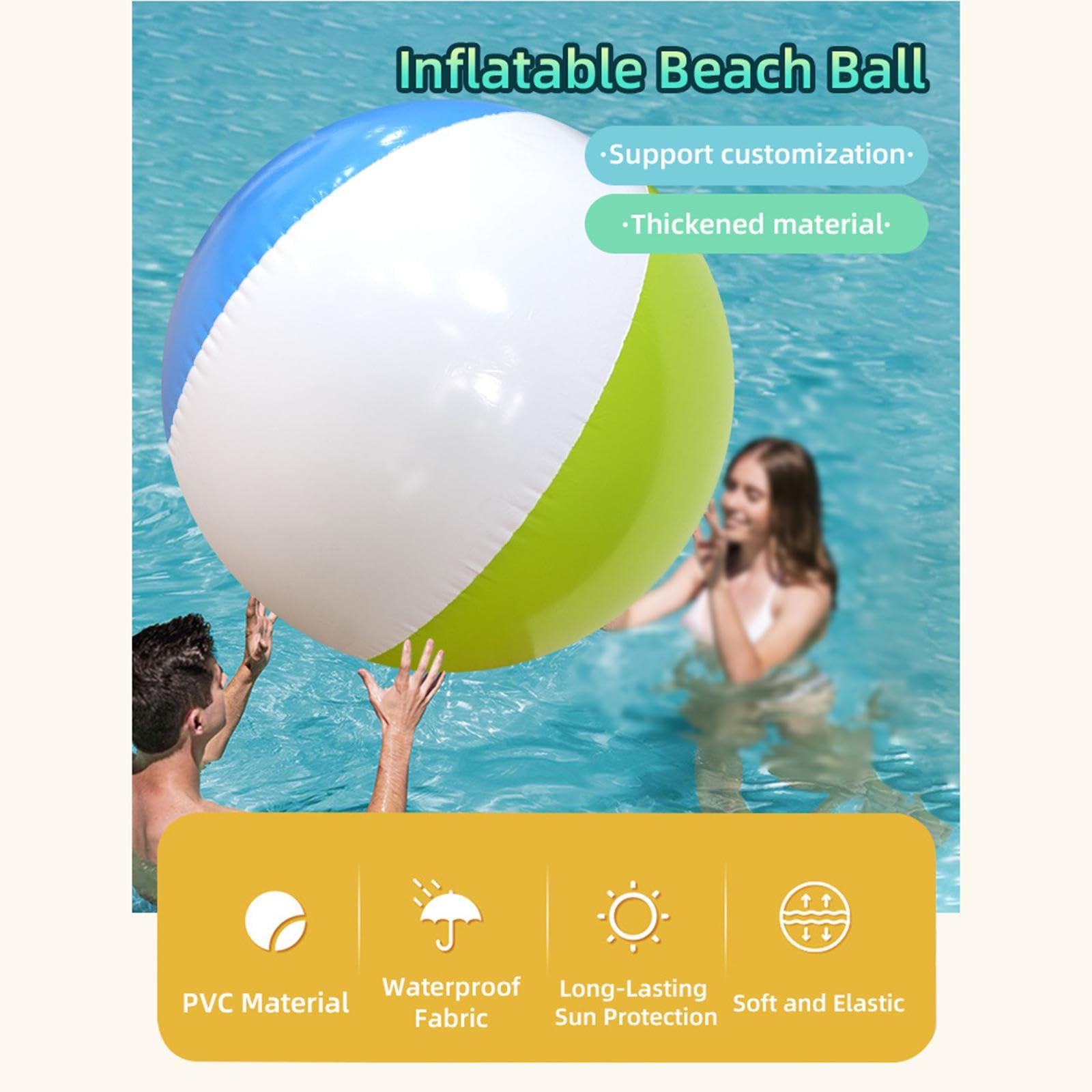 Riesiger Aufblasbarer Strandball (119 cm) – Schwimmbadball für Jungen Und Mädchen – Lustiger PVC Ball